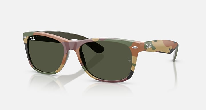 Ray-Ban NEW WAYFARER CLASSIC Green & Green Camuflage with Green Solid Color lenses - Quarter