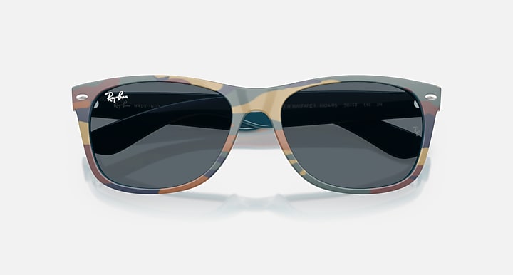 Ray-Ban NEW WAYFARER CLASSIC Blue & Blue Camuflage with Blue Solid Color lenses - Closed Front