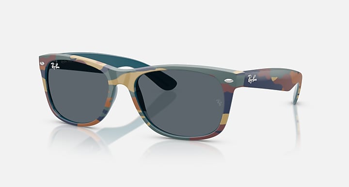 Ray-Ban NEW WAYFARER CLASSIC Blue & Blue Camuflage with Blue Solid Color lenses - Quarter