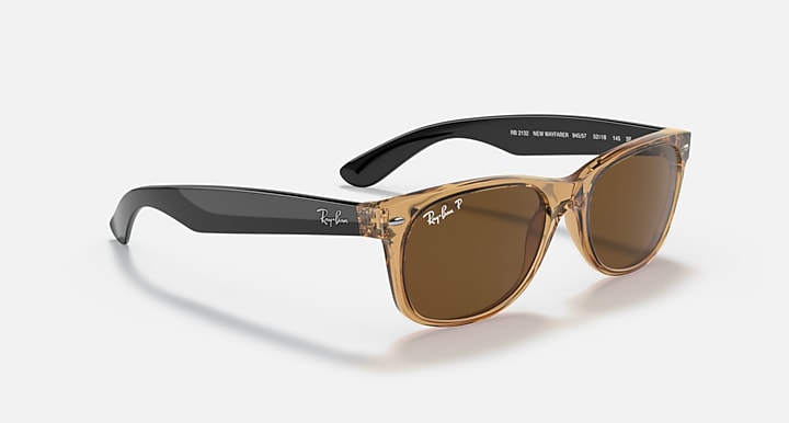 Ray-Ban NEW WAYFARER BICOLOR Honey; Black with Brown Polarized Solid Color lenses - Alternative