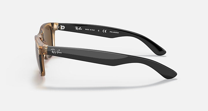 Ray-Ban NEW WAYFARER BICOLOR Honey; Black with Brown Polarized Solid Color lenses - Lateral