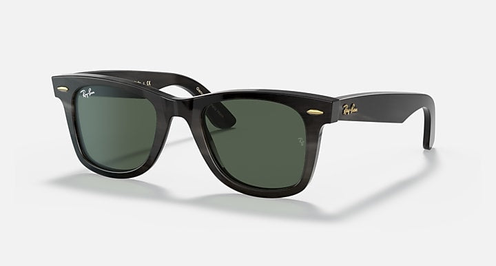 Ray-Ban ORIGINAL WAYFARER HORN Dark Brown with G-15 Green Solid Color lenses - Quarter