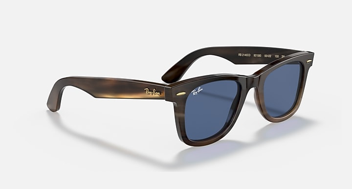 Ray-Ban ORIGINAL WAYFARER HORN Light Havana; Light Brown with Blue Solid Color lenses - Alternative