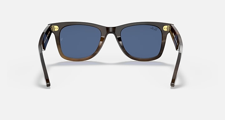 Ray-Ban ORIGINAL WAYFARER HORN Light Havana; Light Brown with Blue Solid Color lenses - Back