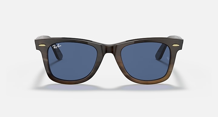 Ray-Ban ORIGINAL WAYFARER HORN Light Havana; Light Brown with Blue Solid Color lenses - Front
