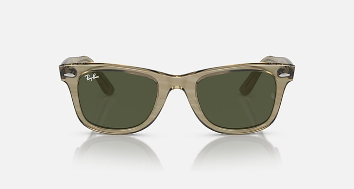 Ray-Ban ORIGINAL WAYFARER CHANGE Photo Striped Grey with Green Solid Color lenses - Front