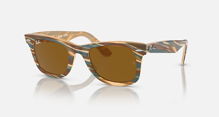 Ray-Ban ORIGINAL WAYFARER CHANGE Photo Striped Brown with Brown Solid Color lenses - Alternative