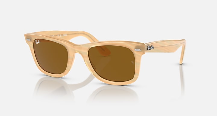 Ray-Ban ORIGINAL WAYFARER CHANGE Photo Striped Brown with Brown Solid Color lenses - Quarter