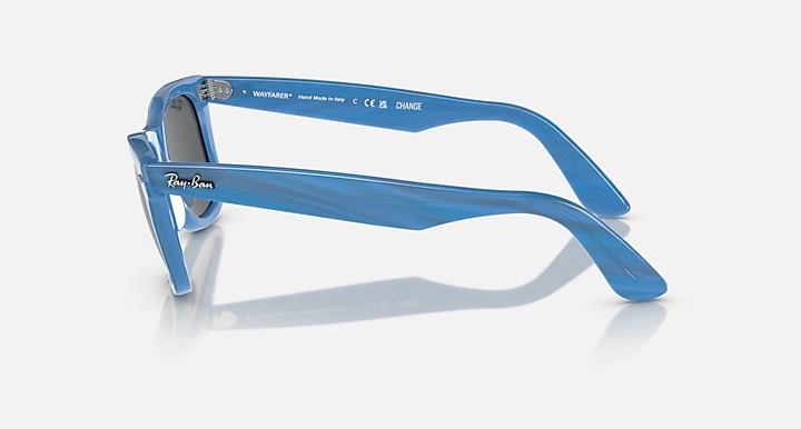 Ray-Ban ORIGINAL WAYFARER CHANGE Photo Striped Blue with Dark Grey Solid Color lenses - Lateral