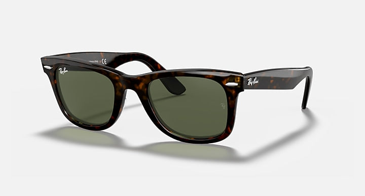 Ray-Ban ORIGINAL WAYFARER CLASSIC Tortoise with G-15 Green Solid Color lenses - Quarter