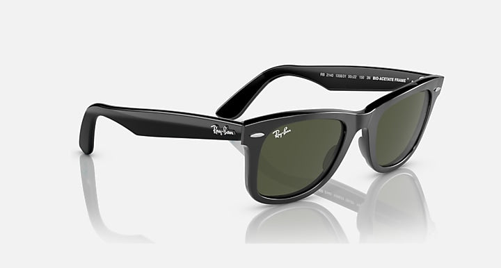 Ray-Ban ORIGINAL WAYFARER BIO-BASED Black with Green Solid Color lenses - Alternative