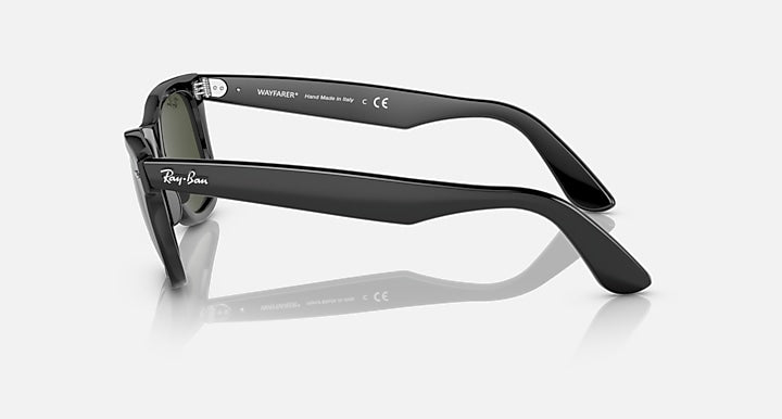 Ray-Ban ORIGINAL WAYFARER BIO-BASED Black with Green Solid Color lenses - Lateral