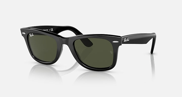 Ray-Ban ORIGINAL WAYFARER BIO-BASED Black with Green Solid Color lenses - Quarter
