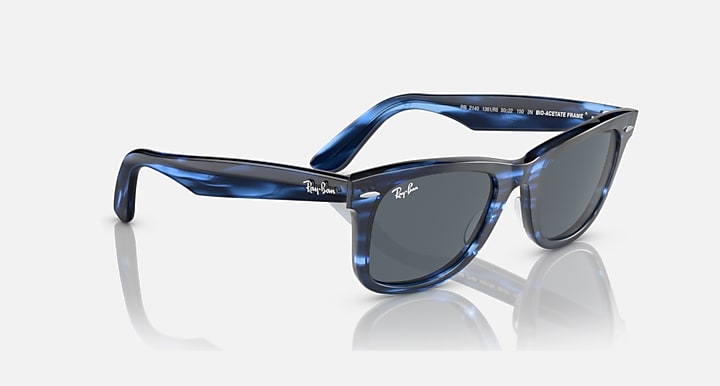 Ray-Ban ORIGINAL WAYFARER BIO-BASED Striped Blue with Blue Solid Color lenses - Alternative