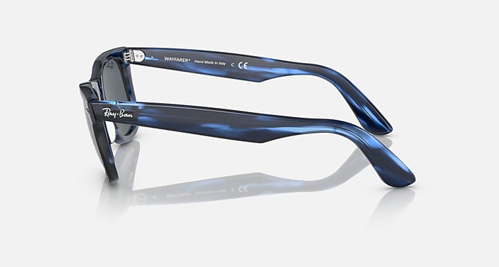 Ray-Ban ORIGINAL WAYFARER BIO-BASED Striped Blue with Blue Solid Color lenses - Lateral