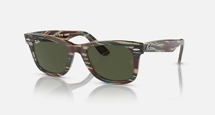 Ray-Ban ORIGINAL WAYFARER CHANGE Photo Striped Grey with Green Solid Color lenses - Alternative