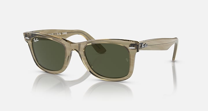 Ray-Ban ORIGINAL WAYFARER CHANGE Photo Striped Grey with Green Solid Color lenses - Quarter