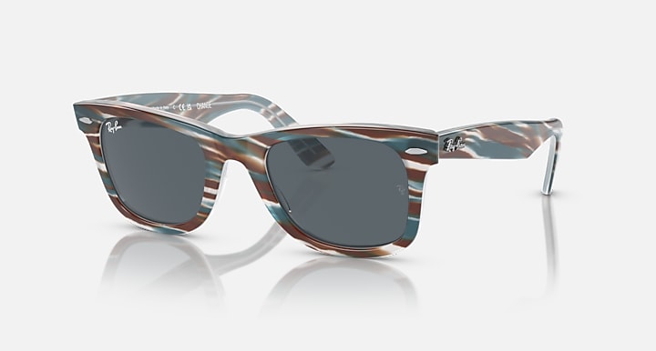 Ray-Ban ORIGINAL WAYFARER CHANGE Photo Striped Light Blue with Blue Solid Color lenses - Alternative