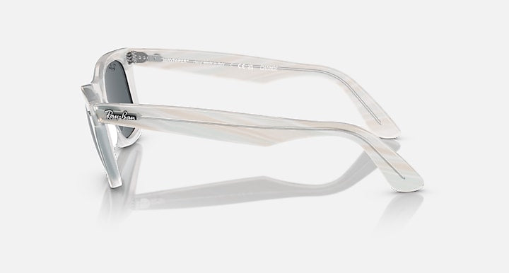 Ray-Ban ORIGINAL WAYFARER CHANGE Photo Striped Light Blue with Blue Solid Color lenses - Lateral