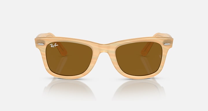 Ray-Ban ORIGINAL WAYFARER CHANGE Photo Striped Brown with Brown Solid Color lenses - Front