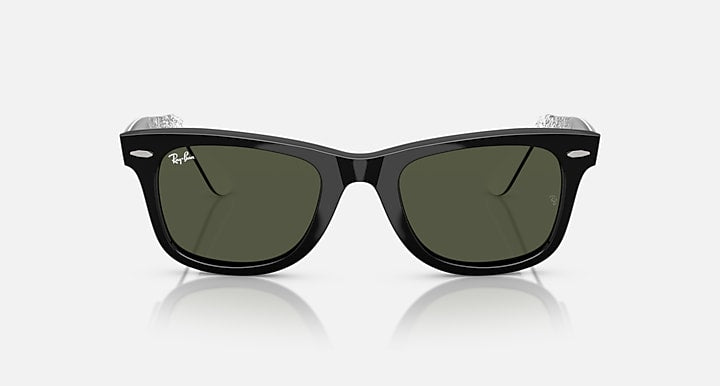Ray-Ban ORIGINAL WAYFARER DISNEY MICKEY & MINNIE MOUSE PIXELATED Black; Black With Internal White Pixel with G-15 Green Solid Color lenses - Front