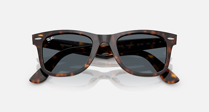 Ray-Ban ORIGINAL WAYFARER CLASSIC Havana with Blue Solid Color lenses - Closed Front