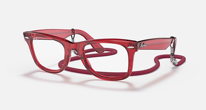 Ray-Ban ORIGINAL WAYFARER COLORBLOCK TRANSITIONS® Transparent Red with Clear/White Transitions® lenses - Quarter