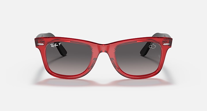 Ray-Ban RB2140 WAYFARER MICKEY J22 Transparent Red; Black with Grey Polarized Gradient lenses - Front