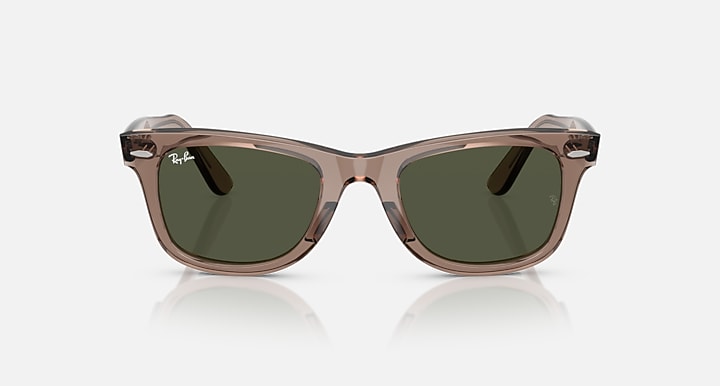 Ray-Ban ORIGINAL WAYFARER CLASSIC Transparent Light Brown with Crystal Green Solid Color lenses - Front