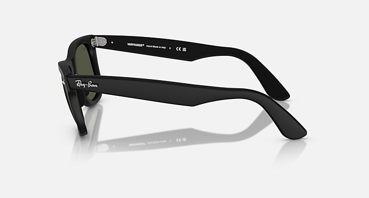 Ray-Ban ORIGINAL WAYFARER CLASSIC Matte Black with Crystal Green Solid Color lenses - Lateral