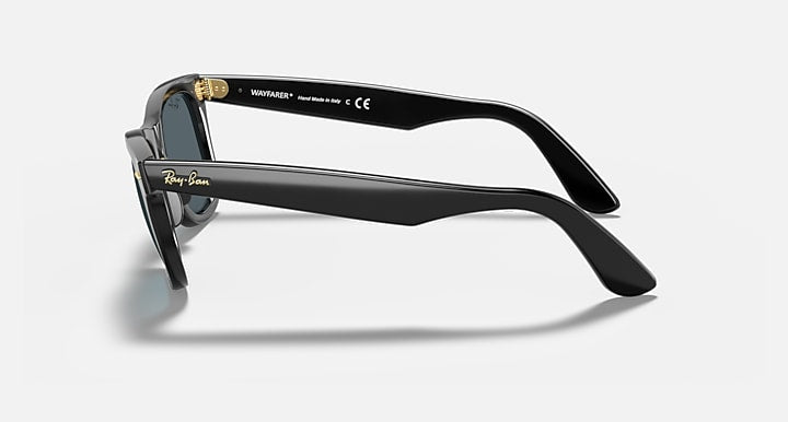 Ray-Ban ORIGINAL WAYFARER @COLLECTION Black with Blue/Grey Classic Solid Color lenses - Lateral