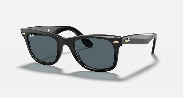 Ray-Ban ORIGINAL WAYFARER @COLLECTION Black with Blue/Grey Classic Solid Color lenses - Quarter