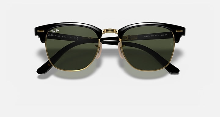 Ray-Ban CLUBMASTER FOLDING Black with G-15 Green Solid Color lenses - Closed Front