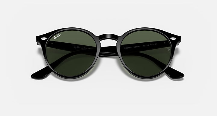 Ray-Ban RB2180 Black with Dark Green Solid Color lenses - Closed Front