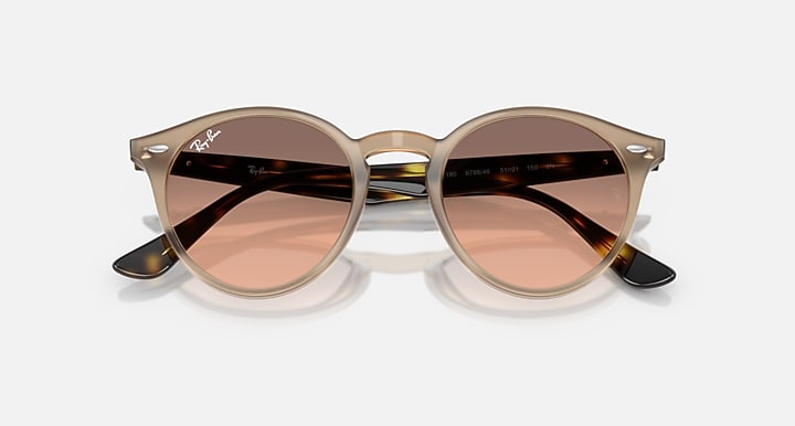 Ray-Ban RB2180 Turtledove; Havana with Pink Gradient Grey Gradient lenses - Closed Front