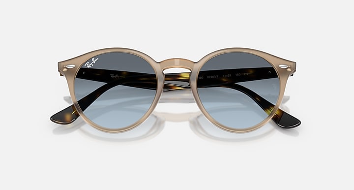 Ray-Ban RB2180 Turtledove; Havana with Blue Gradient Grey Gradient lenses - Closed Front