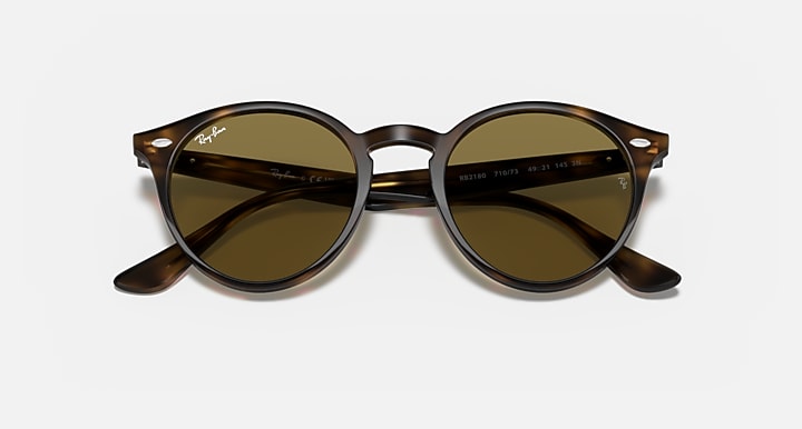 Ray-Ban RB2180 Light Havana with B-15 Brown Solid Color lenses - Closed Front