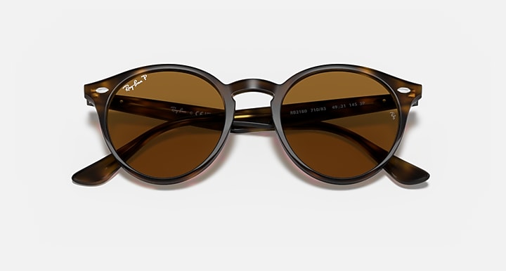 Ray-Ban RB2180 Light Havana with Brown Polarized Solid Color lenses - Closed Front