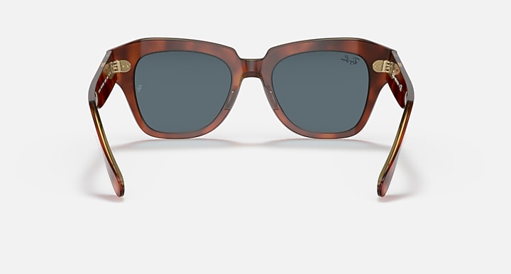 Ray-Ban STATE STREET @COLLECTION Havana On Transparent Beige with Blue Solid Color lenses - Back