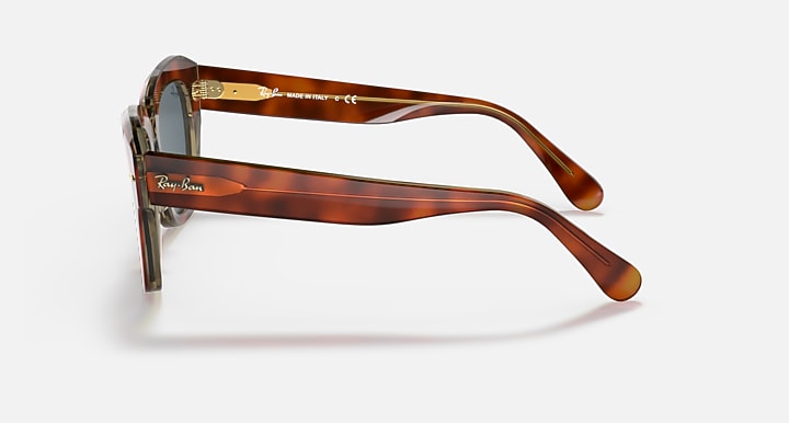 Ray-Ban STATE STREET @COLLECTION Havana On Transparent Beige with Blue Solid Color lenses - Lateral