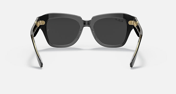 Ray-Ban STATE STREET @COLLECTION Black On Transparent; Grey On Havana with Polarized Black Classic Solid Color lenses - Back