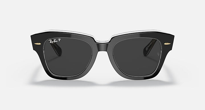 Ray-Ban STATE STREET @COLLECTION Black On Transparent; Grey On Havana with Polarized Black Classic Solid Color lenses - Front