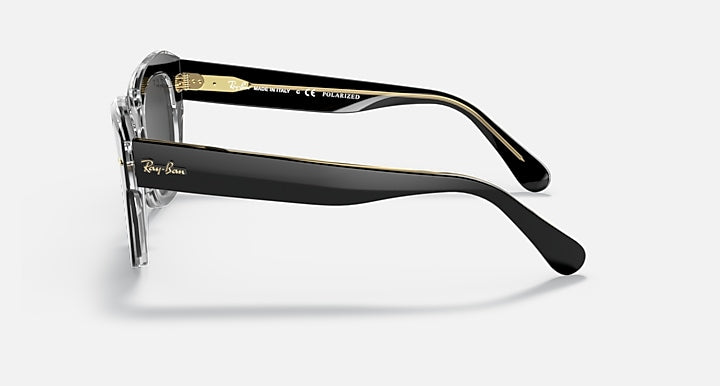 Ray-Ban STATE STREET @COLLECTION Black On Transparent; Grey On Havana with Polarized Black Classic Solid Color lenses - Lateral