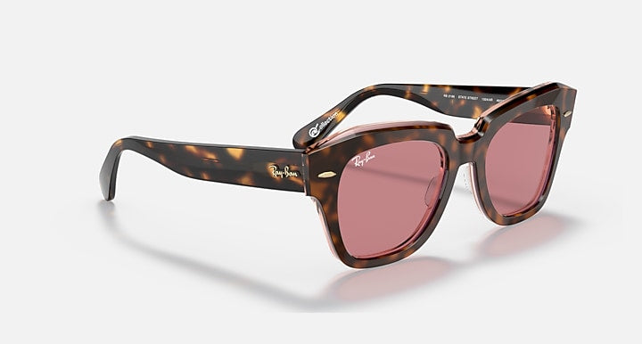 Ray-Ban STATE STREET @COLLECTION Havana On Transparent Pink with Violet Photochromic lenses - Alternative