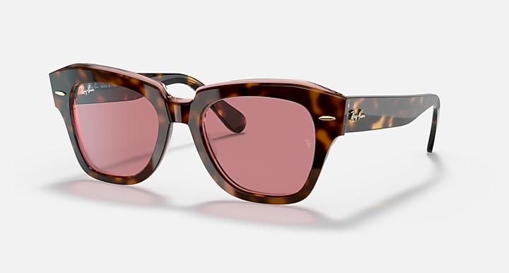 Ray-Ban STATE STREET @COLLECTION Havana On Transparent Pink with Violet Photochromic lenses - Quarter
