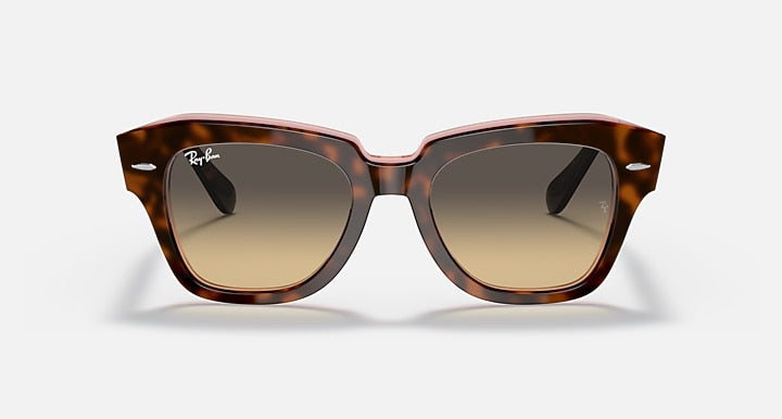 Ray-Ban STATE STREET Havana On Transparent Pink; Tortoise with Brown/Blue Gradient Gradient lenses - Front