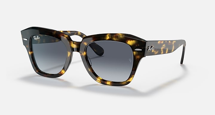 Ray-Ban STATE STREET FLECK Yellow Havana with Blue Gradient Grey Gradient lenses - Quarter