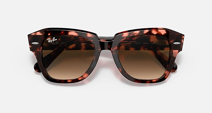 Ray-Ban STATE STREET FLECK Pink Havana with Light Brown Gradient Gradient lenses - Closed Front