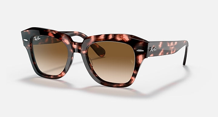 Ray-Ban STATE STREET FLECK Pink Havana with Light Brown Gradient Gradient lenses - Quarter