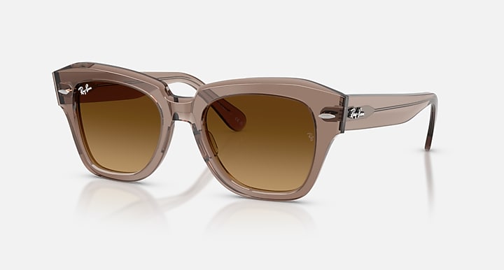 Ray-Ban STATE STREET Transparent Light Brown with Gradient Brown Gradient lenses - Quarter